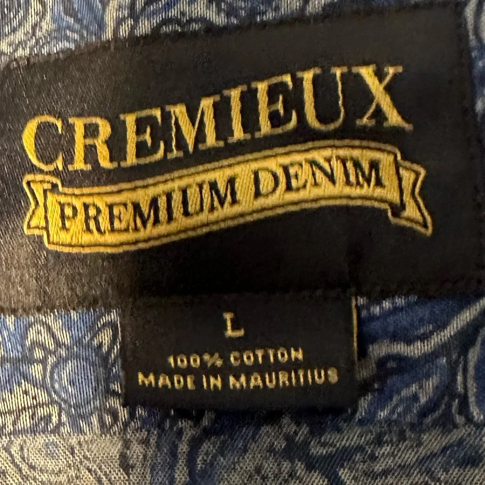 Cremiux premium denim classic button down formal shirt men size Large dark blue - Picture 4 of 6